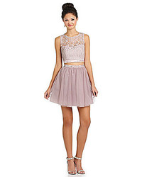 Sequin Hearts Daisy Lace To Mesh 2 Piece Dress