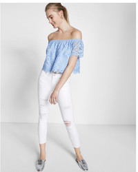 Express Lace Off The Shoulder Tee