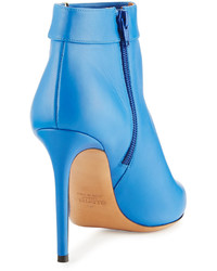 Valentino Leather Chain Pointed Toe Bootie Light Sapphire