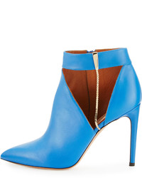 Valentino Leather Chain Pointed Toe Bootie Light Sapphire