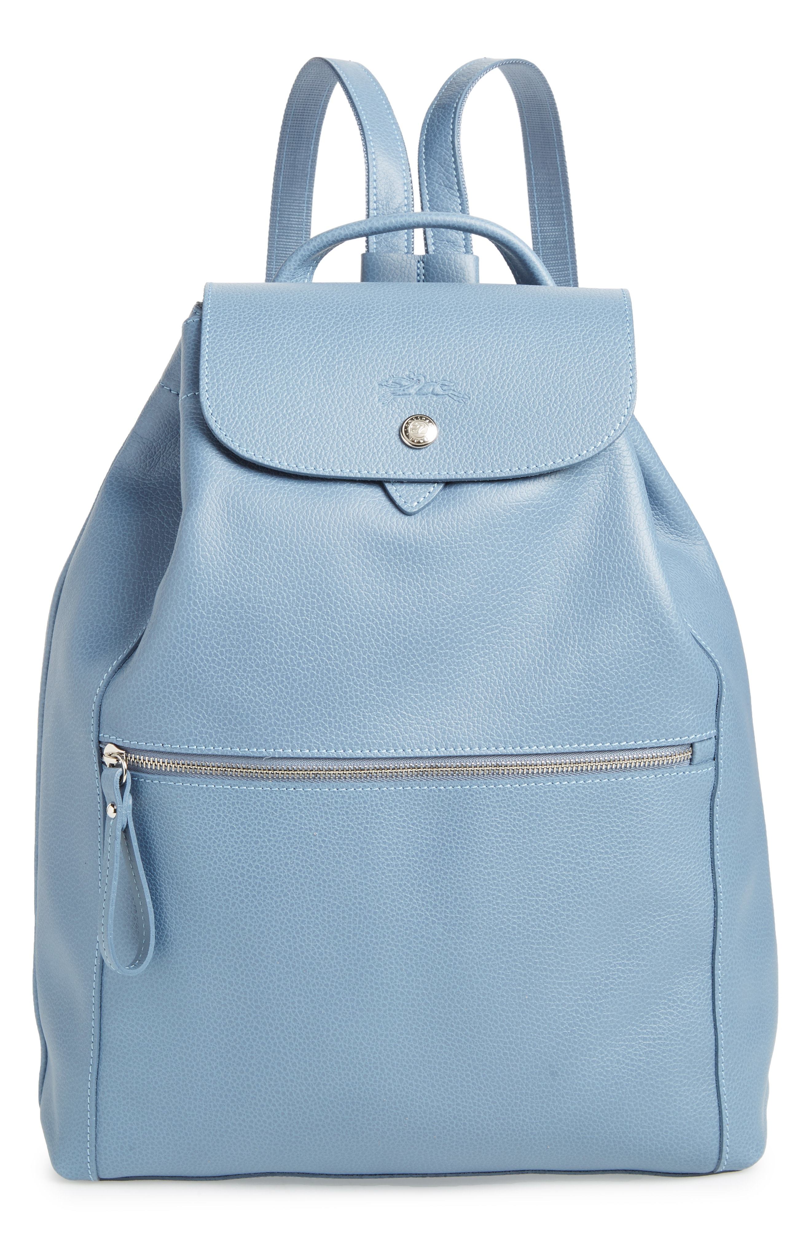 Longchamp leather discount backpack blue