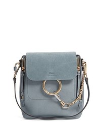Chloé Small Faye Suede Leather Backpack Blue
