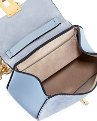 Chloé Chloe Drew Mixed Leather Shoulder Bag Fresh Blue