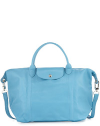 Longchamp Le Pliage Cuir Handbag With Strap Cornflower