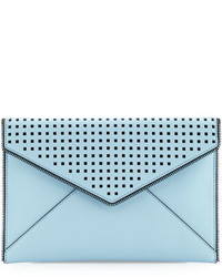 Rebecca Minkoff Leo Perforated Envelope Clutch Bag Sky