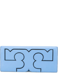 Women's Light Blue Leather Clutches by Tory Burch | Lookastic