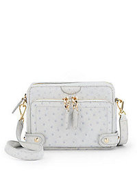Be & D Binky Page Ostrich Embossed Leather Crossbody Bag