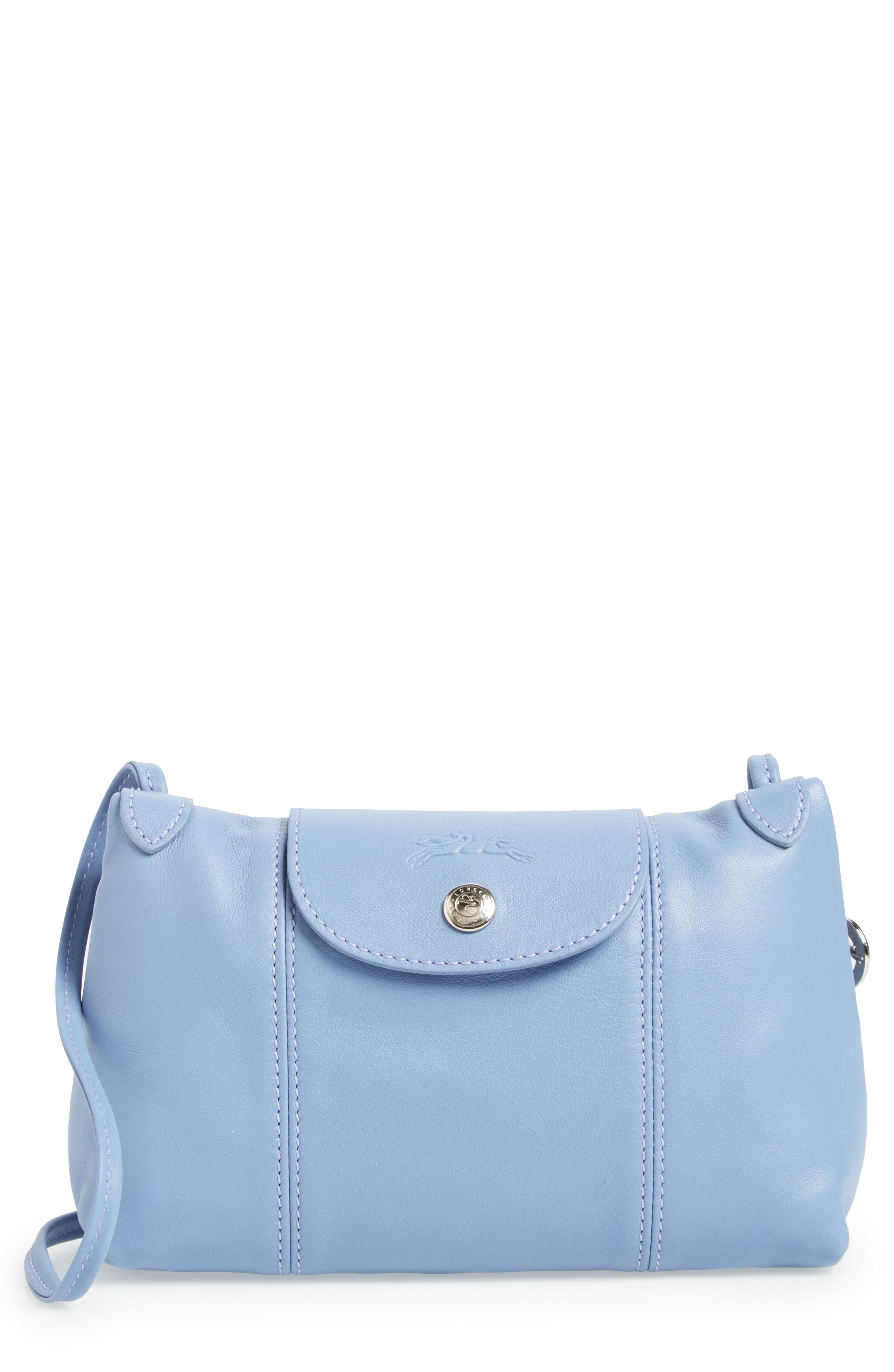 light blue longchamp bag
