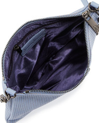 Neiman Marcus Perforated Zip Trip Crossbody Bag Cornflower