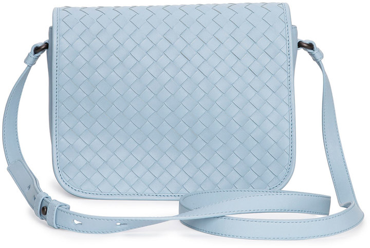 Bottega Veneta Intrecciato Flap Crossbody Bag Blue