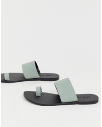 ASOS DESIGN Faro Leather Toe Loop Flat Sandals
