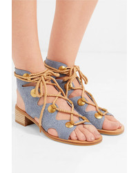 See by Chloe Edna Lace Up Denim Sandals