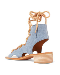See by Chloe Edna Lace Up Denim Sandals