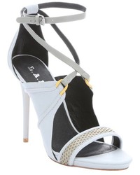 L.A.M.B. Black And Iridescent Leather Barrie Strappy Sandals