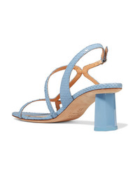BY FA Brigette Snake Effect Leather Slingback Sandals