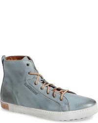 Light Blue Leather High Top Sneakers