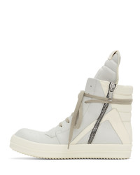 Rick Owens Blue And Off White Geobasket High Sneakers