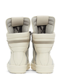 Rick Owens Blue And Off White Geobasket High Sneakers