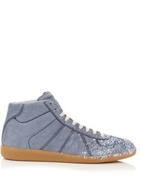 Maison Margiela Replica High Top Paint Effect Leather Trainers
