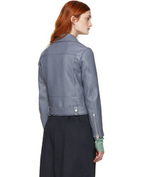 Acne Studios Blue Leather Mock Jacket