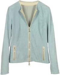 Forzieri Light Blue Perforated Suede Jacket