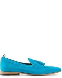 Light Blue Leather Loafers