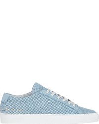 Light Blue Leather Low Top Sneakers