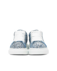 Alexander McQueen Blue Galaxy Glitter Oversized Sneakers