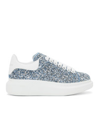 Alexander McQueen Blue Galaxy Glitter Oversized Sneakers