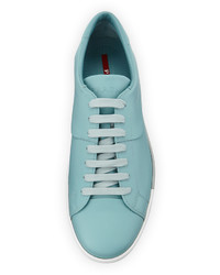 Prada Leather Low Top Tennis Sneaker Blue