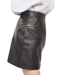 Topshop Zip Faux Leather Miniskirt