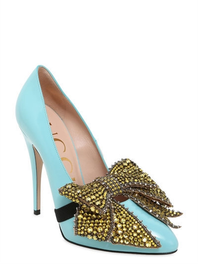 Gucci 110Mm Elaisa Crystals Bow Leather Pumps, $1,790 | Luisaviaroma |  Lookastic