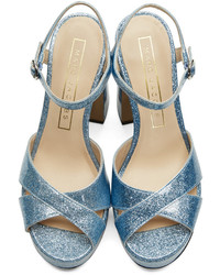 Marc Jacobs Blue Glitter Lust Platform Sandals