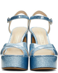 Marc Jacobs Blue Glitter Lust Platform Sandals
