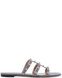 Valentino The Rockstud Leather Sandals Blue