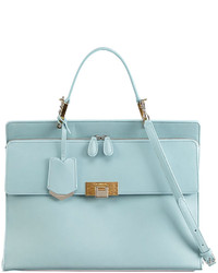 Balenciaga Le Dix Cartable Zip Satchel Bag Blue