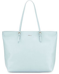 Leather tote Furla Blue in Leather - 26047392