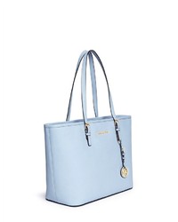 Nobrand Jet Set Travel Saffiano Leather Top Zip Tote