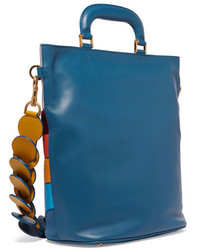 Anya Hindmarch Orsett Paneled Leather Calf Hair And Ayers Tote Blue