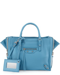 Balenciaga Papier A4 Mini Leather Tote Bag Bright Blue