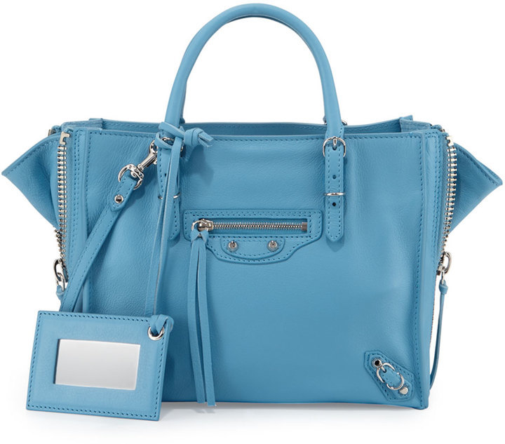 Balenciaga Papier A4 Mini Leather Tote Bag Bright Blue, $1,395