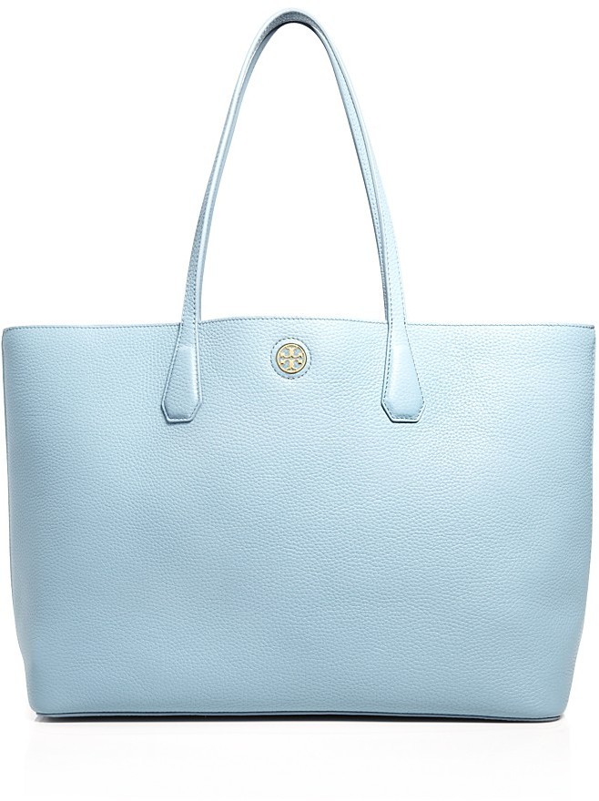 Tory Burch Women's Leather Tote Bag Baby Blue Size XS - Shop
