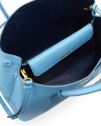 Prada Saffiano Cuir Double Small Tote Bag Light Bluedark Blue