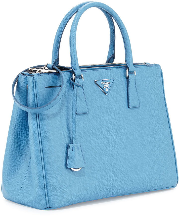 Prada Medium Esplanade Saffiano Leather Tote Bag - Baltic Blue and