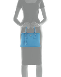 Prada Saffiano Lux Small Double Zip Tote Bag Light Blue