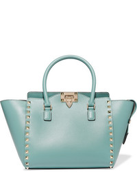 Valentino The Rockstud Leather Tote Blue
