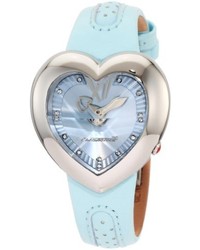 Chronotech Ct7688l04 Heart Shape Light Blue Leather Watch