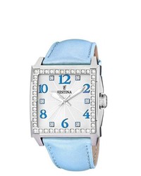 Festina Silver Dial Blue Leather Strap Quartz Watch