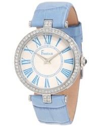 Freelook Ha1025 8 Blue Leather Bandsilver Face Watch