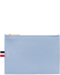 Light Blue Leather Zip Pouch